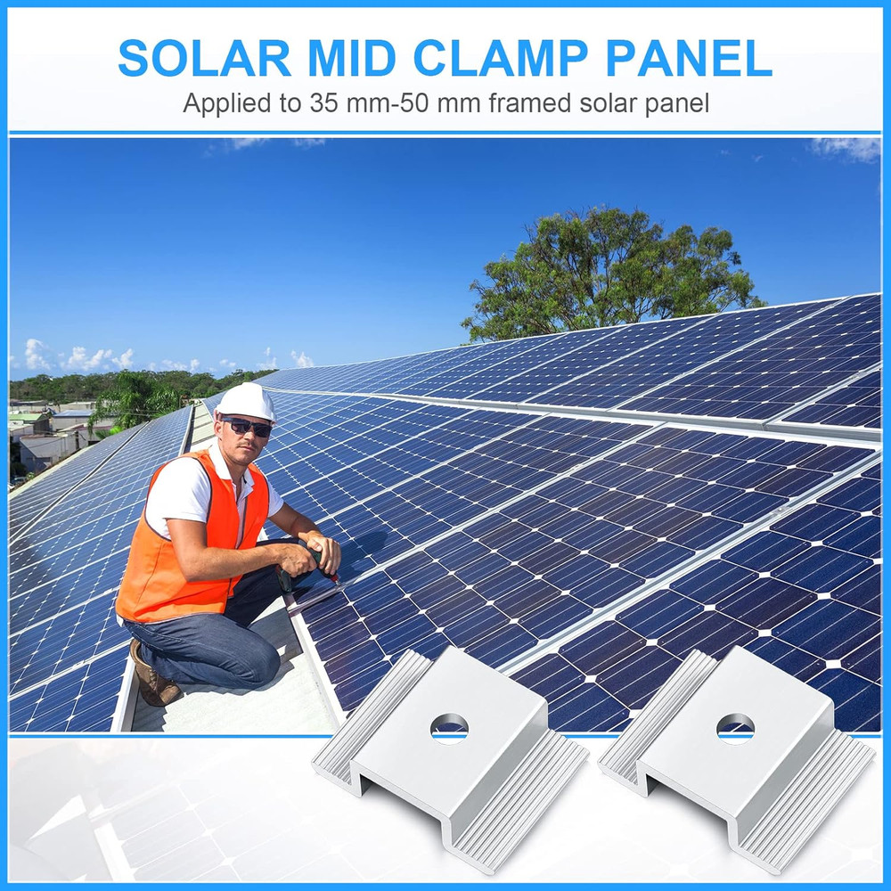 48-Pack 1.06" Solar Panel Mid Clamps – Aluminum Mounting Brackets