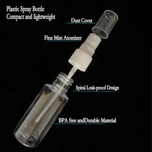 Small Spray Bottle, Clear Empty Mini Travel Plastic Bottle. Premium spray