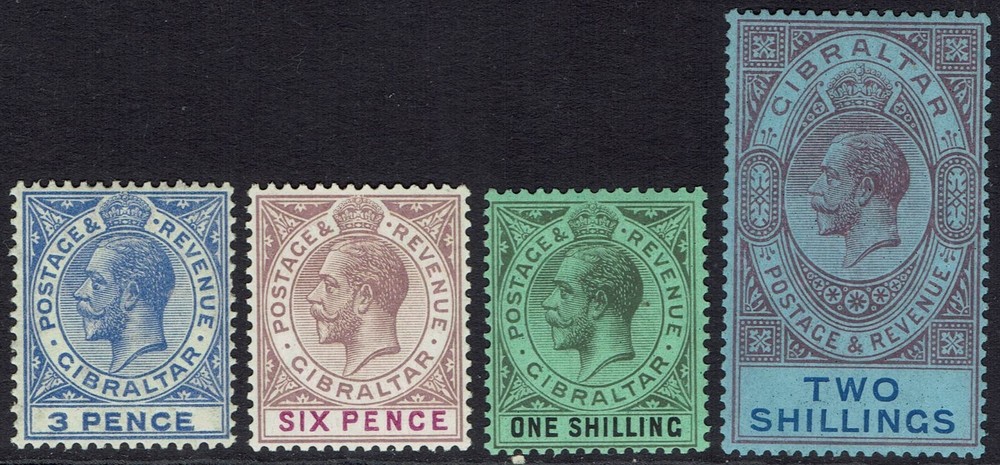 GIBRALTAR 1921 KGV RANGE TO 2/- WMK MULTI SCRIPT CA