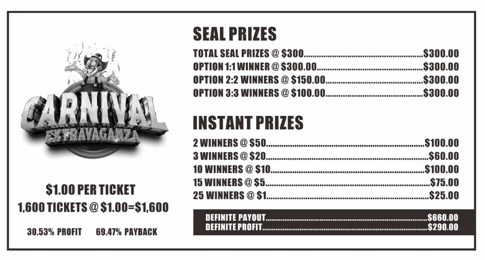 New pull tickets Carnival Extravaganza 1pt count 950