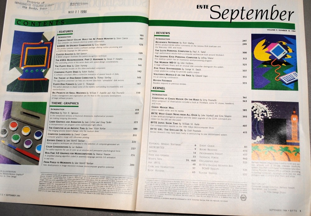 Historic Issue of BYTE Magazine September 1984