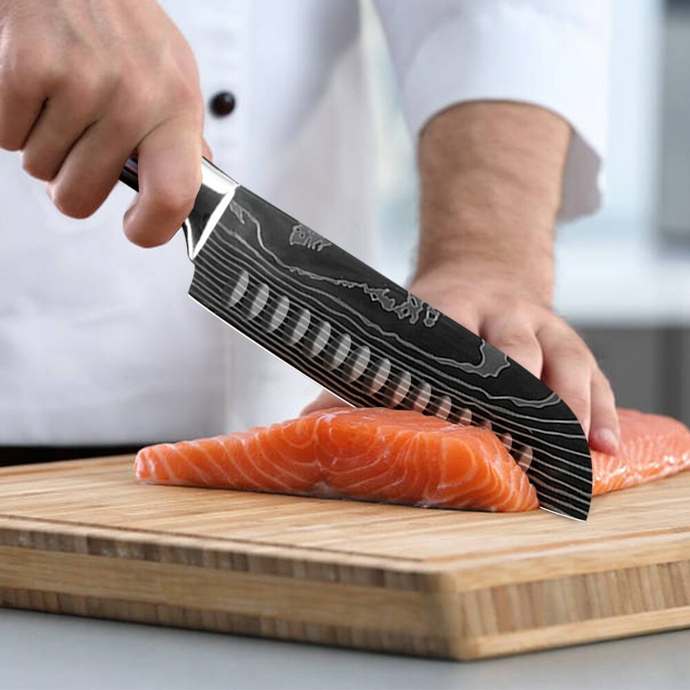 7 Inch Kitchen Knife Sharp Knife Chef Knife Stainless Steel Damascus Pattern US