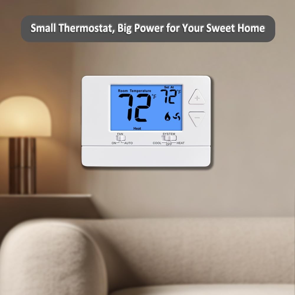 Thermostat NonProgrammable Digital 1 Heat/1 Cool Single-Stage Systems Blue