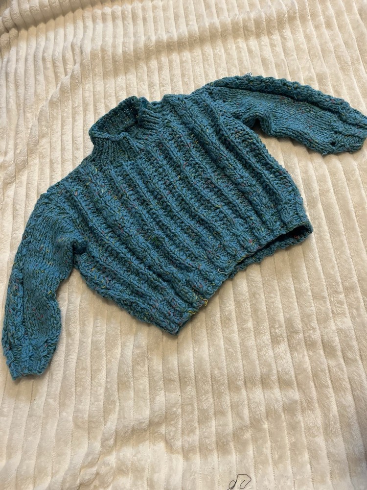 Cable Knit Turtleneck Sweater Teal Blue