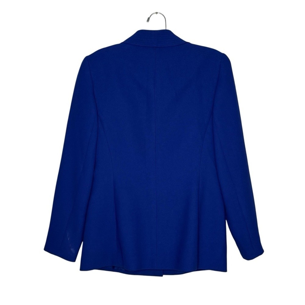 Kasper Size 4 Petite Blue Polyester/Acetate Lined (Polyester) Blazer/Skirt Set