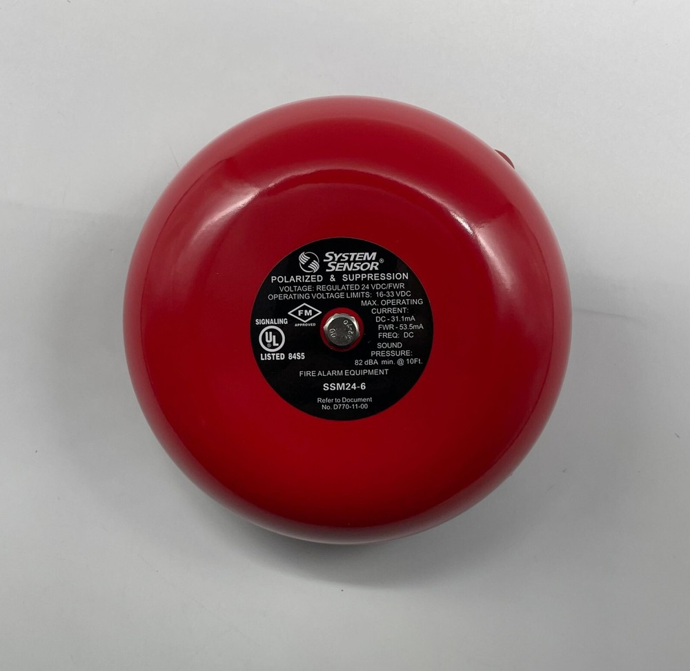 System Sensor SSM24-6 Bell 6", 24VDC, Red - Same Day Shipping (SEALED)