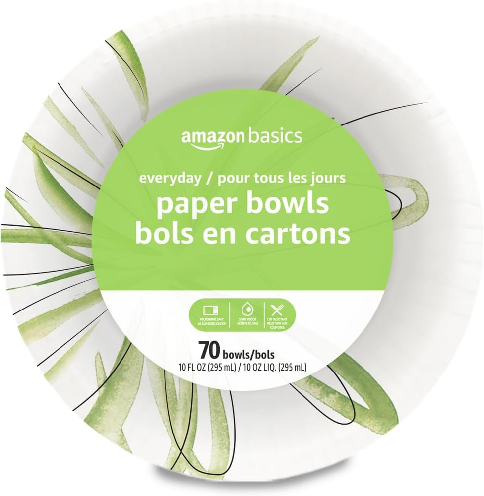 Everyday Paper Bowls, 10 Oz, Disposable, 70 Count, White