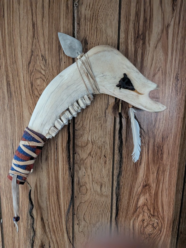 Native American buffalo jawbone war club 🪶🪶🦬