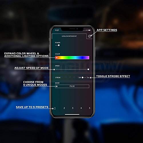 4pc Bluetooth Multi-Color LED Interior Footwell Underdash Neon Lighting Kit