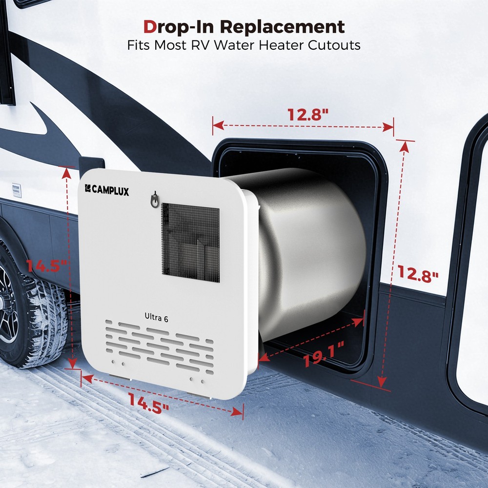 6 Gallon RV Water Heater Gas Electric Hybrid Replacement for Suburban & Dometic