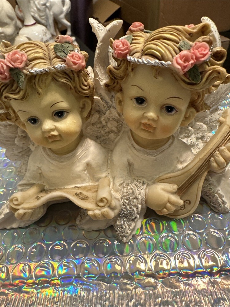 Vtg Musical Cherubs Candle Holder