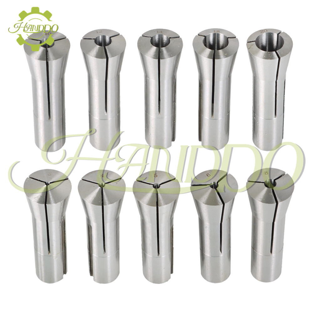 Spring collet 10 Pieces R8 Round Collet Set, 3-20mm