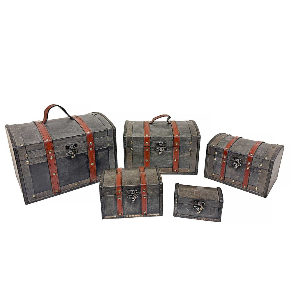 Set Of 5 Light Grey Decorative Trunks