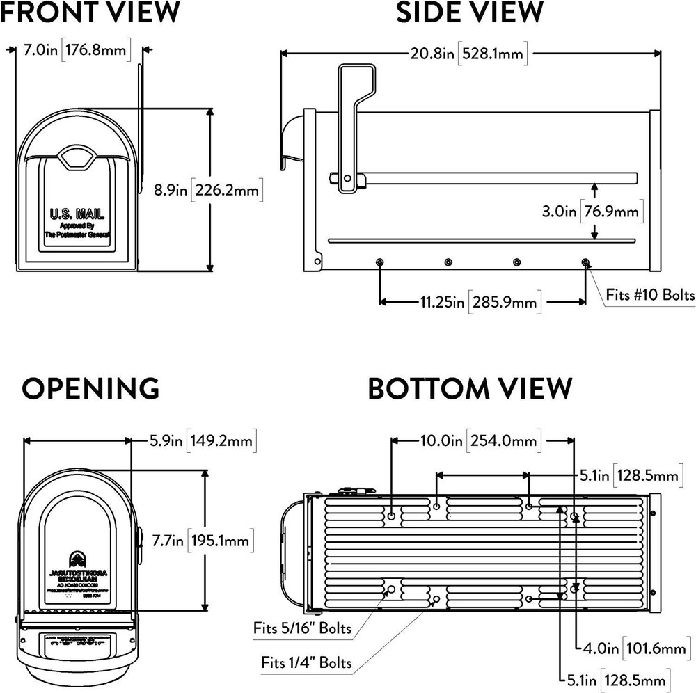 JUMBO POST MOUNT MAILBOX Galvanized Steel Extra Large Rural Mail Box