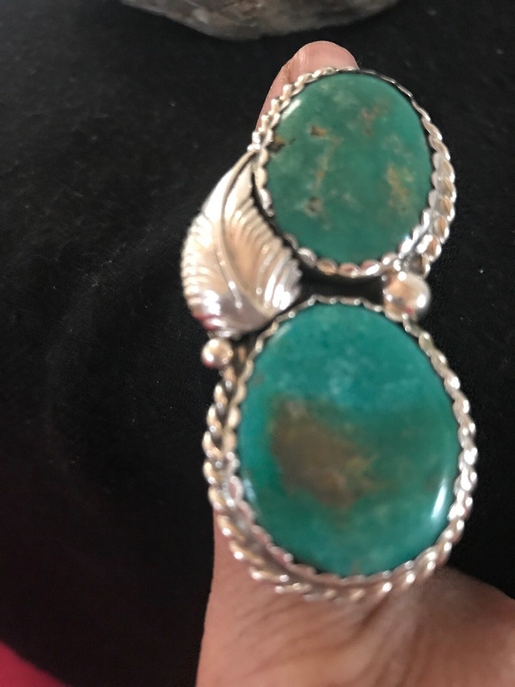 Apache Turquoise Navajo Sterling Silver Native American Ring Size 7 02891