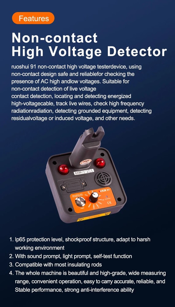 Non-contact High-voltage Electroscope Remote IP65 Rod Cable Detector Test Tool