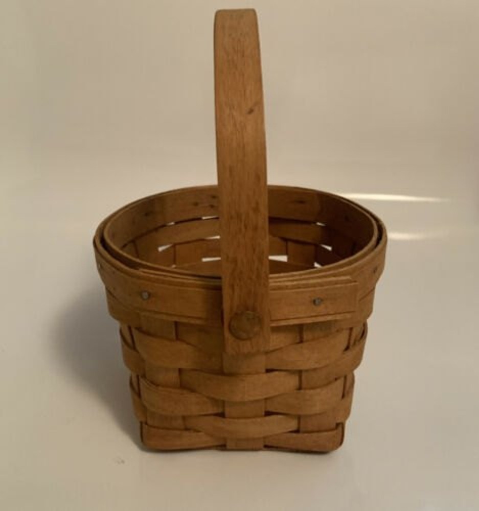 Longaberger Small Swing Handle Handwoven Basket Emerald Vine Liner & Protector