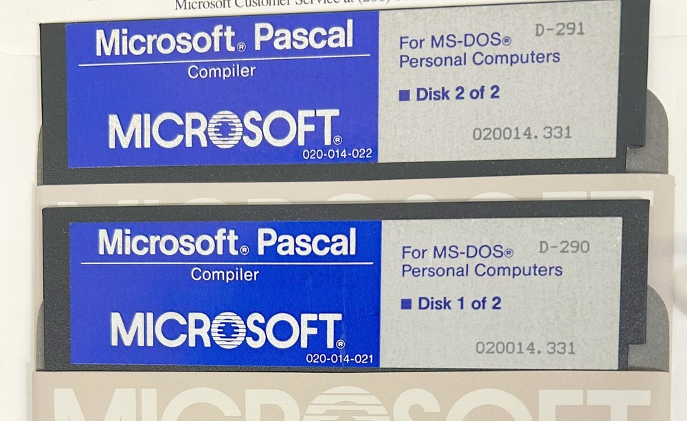 Microsoft Pascal Compiler Vrs 3.31 Manual & Software