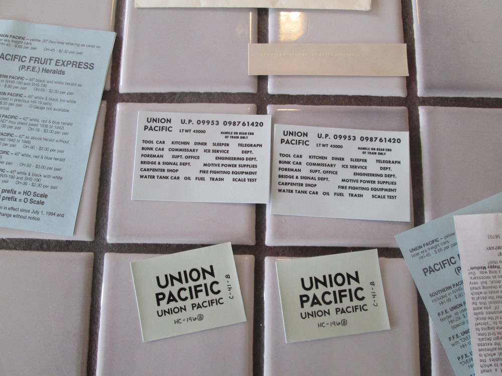 CHAMP DECALS (2) union pacific decal sets HC-196 HO scale.