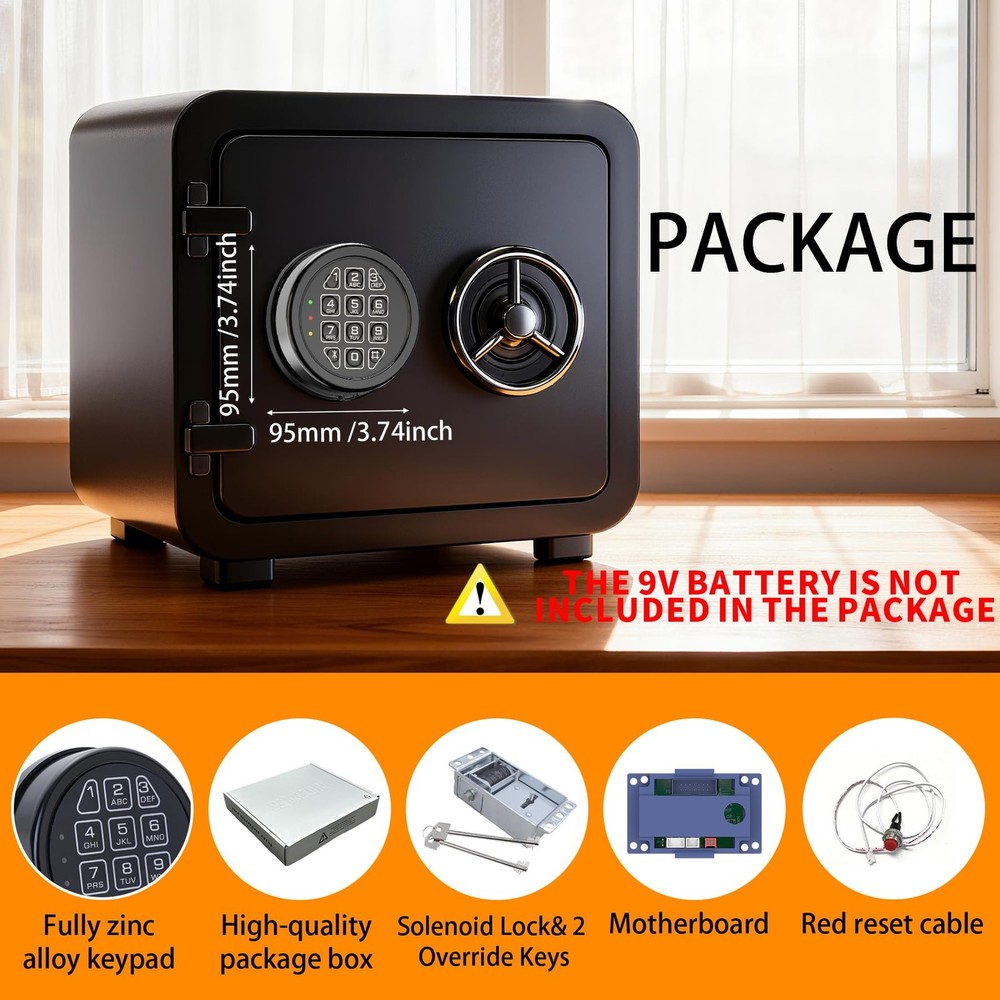 Electronic Safe Lock Replacement Keypad with Solenoid & 2 Override Black