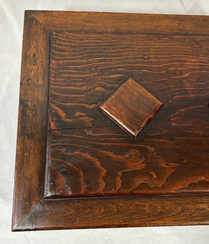 Antique Victorian Solid Oak Storage Box Chest Lock Box Fabric Lined 17.75”x12.25