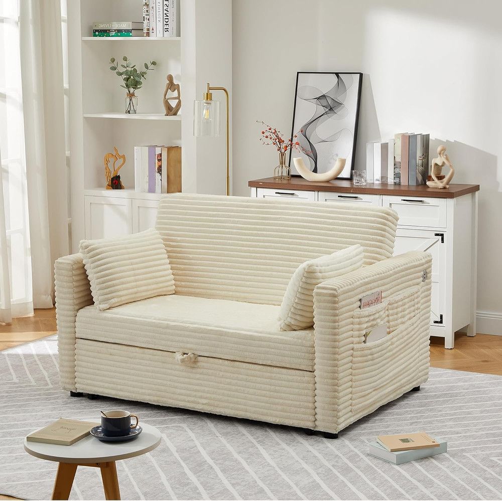 Loveseat Sleeper Sofa Bed with Charging Ports & Adjustable Backrest
