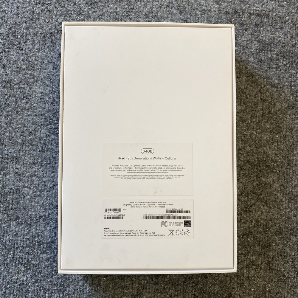 iPad 9th Generation Wi-Fi 64GB 10.2 In EMPTY BOX ONLY