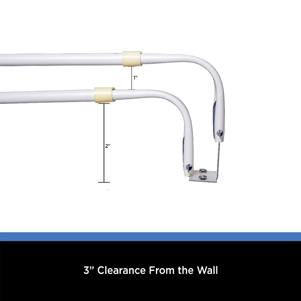 (2 pack) 2-3" Basic Metal Wrap Around Adjustable Double Curtain Rod, 28-48"
