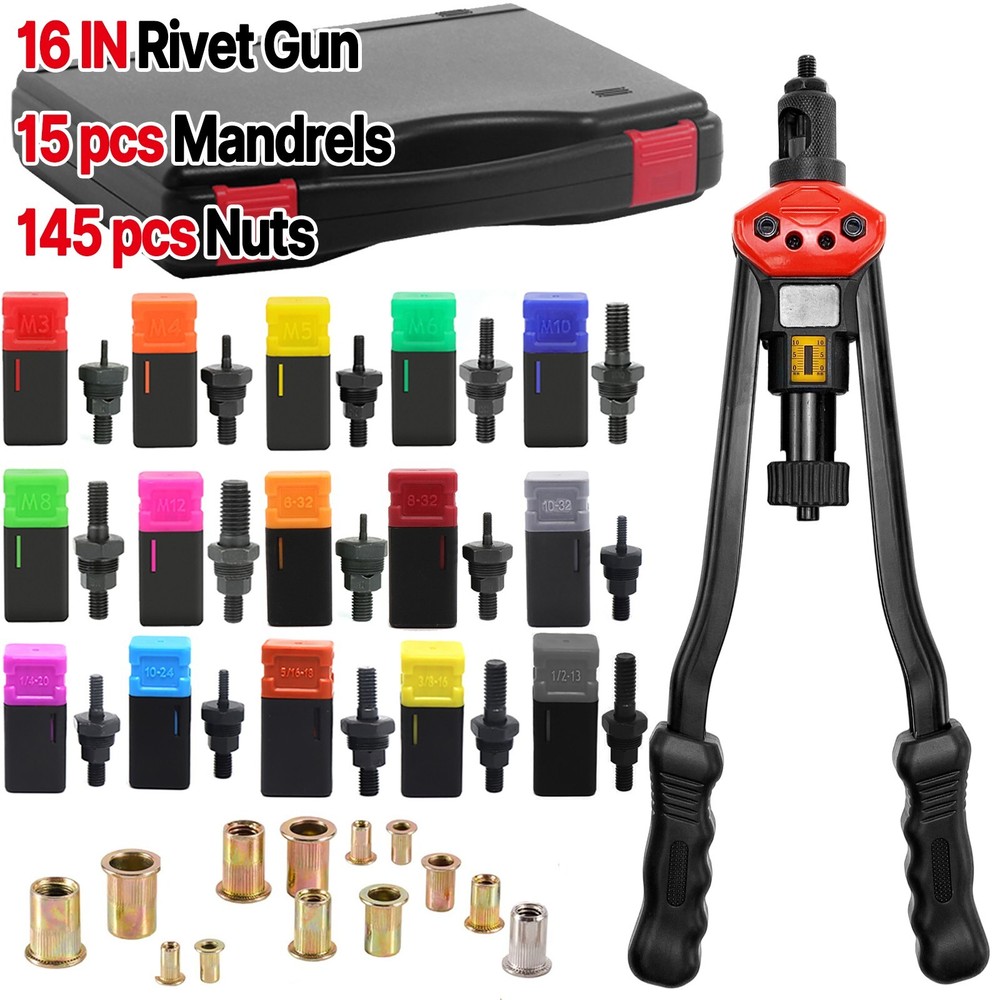 16" Rivet Gun Rivnut Thread Setting Tool Nut Setter NutSert Metric SAE Riveting