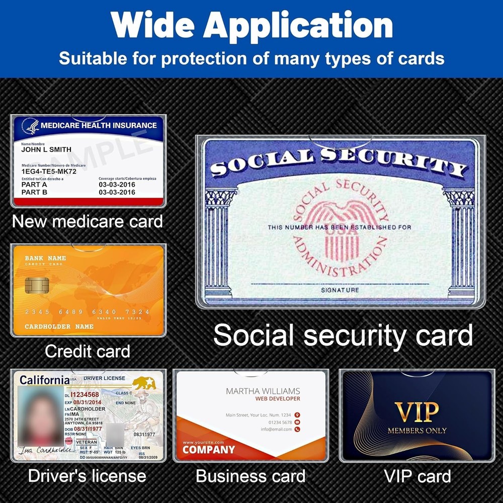 6 Pack Social Security Card Protector Sleeves Clear Waterproof Card Holders