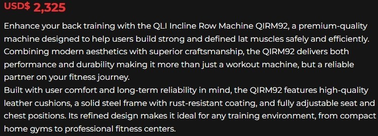 QLI INCLINE ROW MACHINE