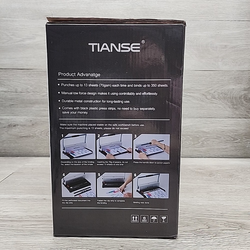 Tianse BM1202 Comb Binding Machine, 10-Holes, 350 Sheets 13 Max Punching Sheets