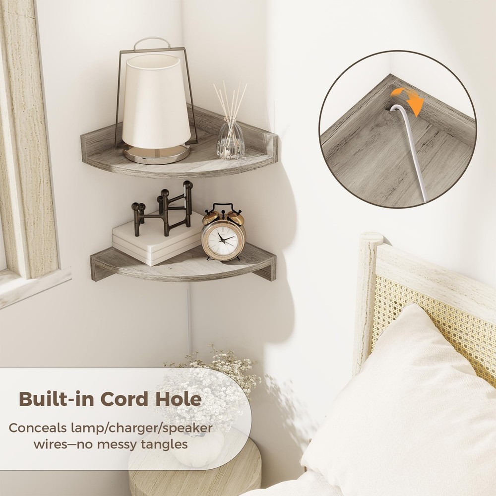 Corner Shelves 3-Pack for Bathroom & Kitchen, Space-Saving Floating Corner Wa...