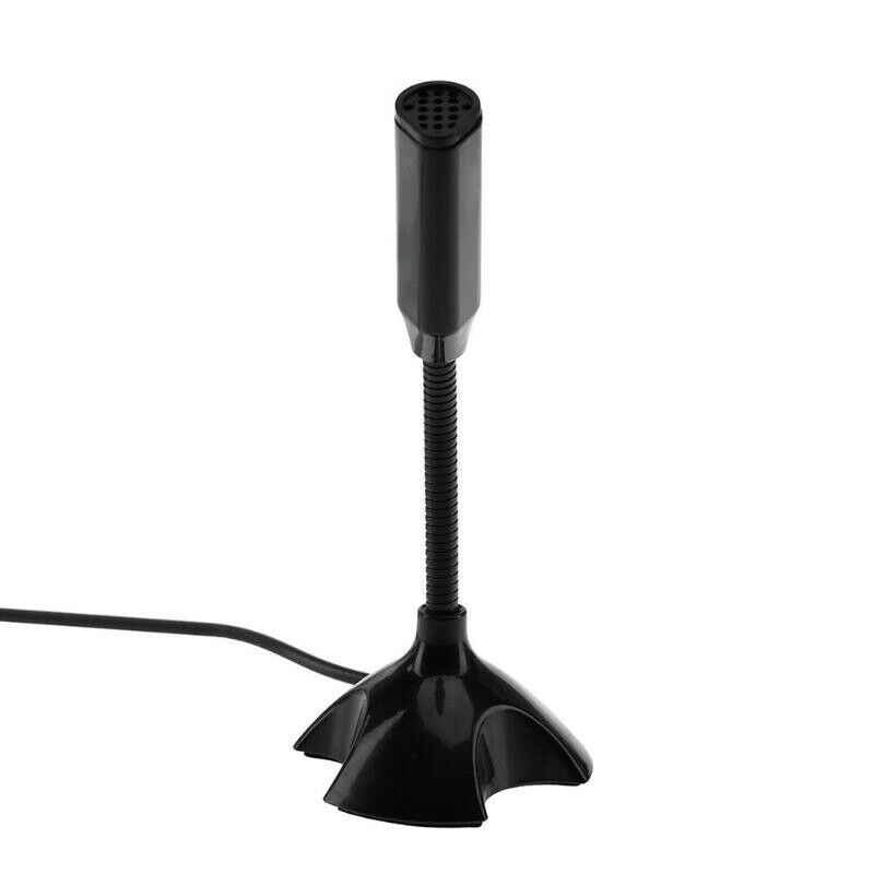 Black USB Mini Desktop Speech Microphone Stand for PC Laptop Computer Notebook D