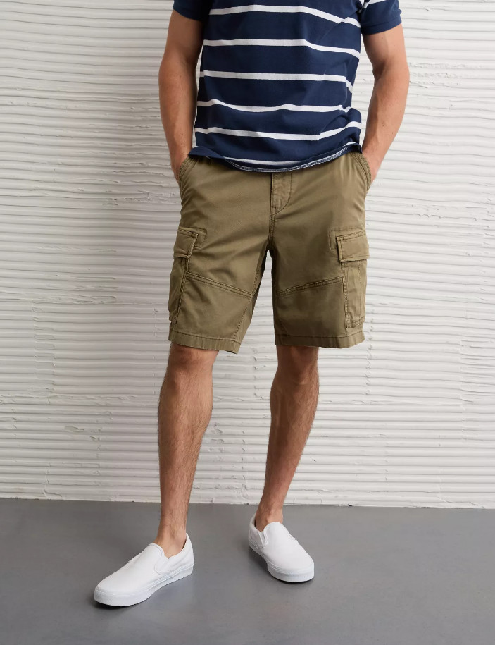 NEW AE 10" Flex Lived-In Cargo Short - Green Olive