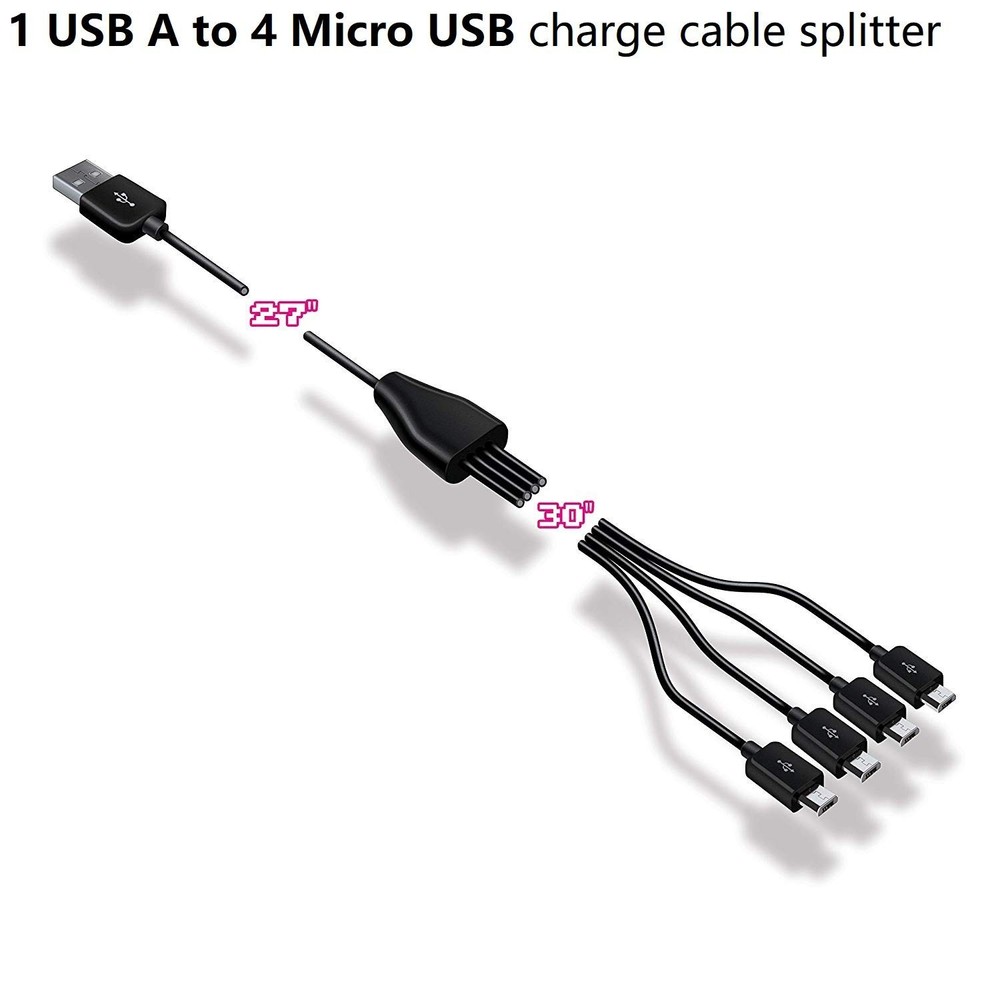 My Arcade Multi-Cable - USB Splitter Cable for Micro Player 5 feet, Black