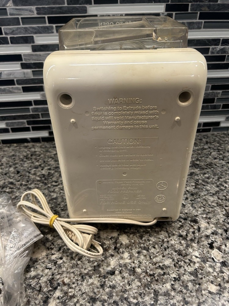Popeil Automatic Pasta Maker P400 With Pasta Attachments & Manual WORKS