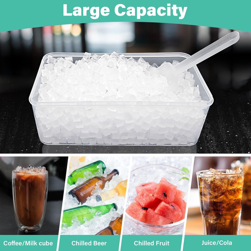 4 Pack Mini Ice Cube Tray with Bin Ice Container and Scoop for Freezer