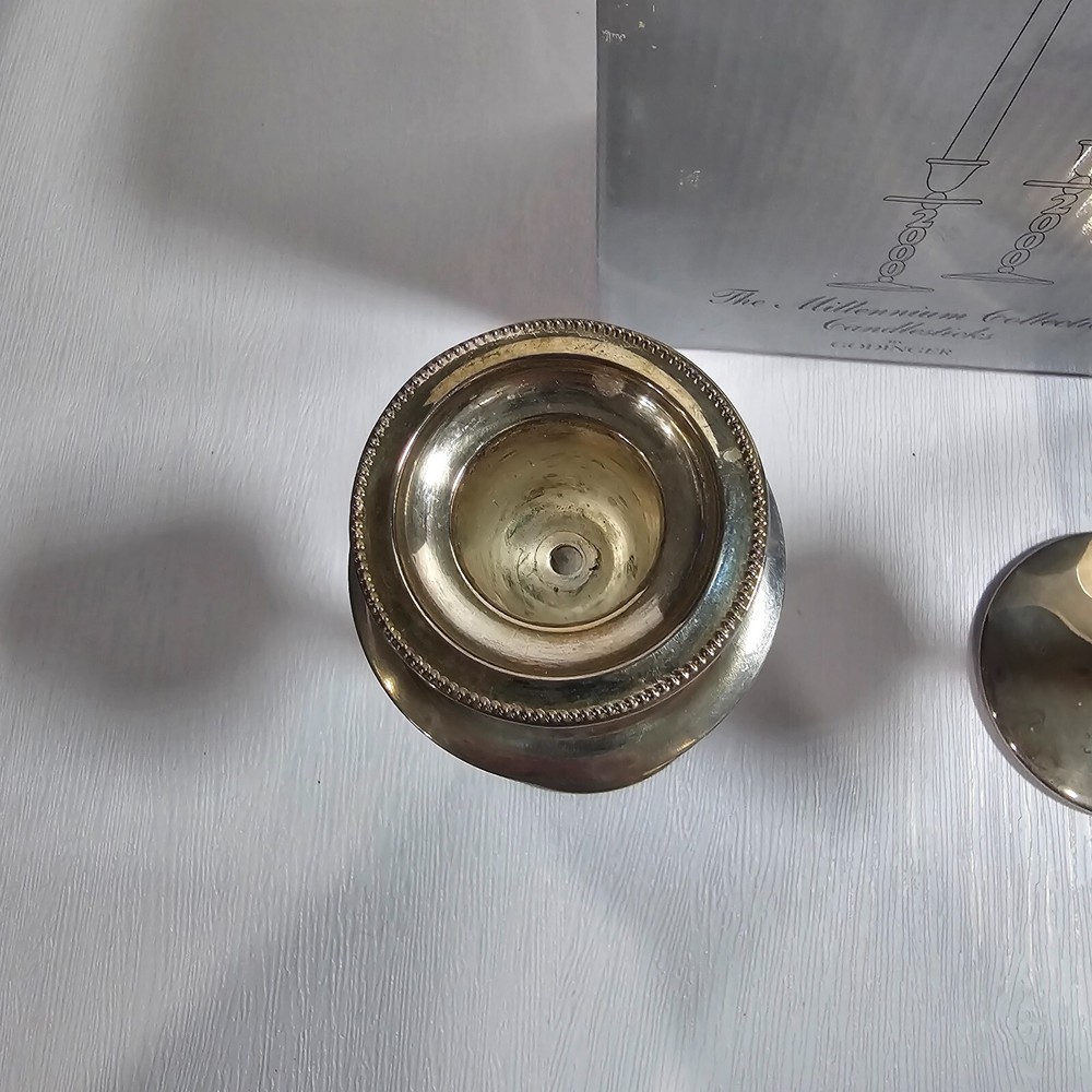 Godinger Silverplate Pair Of 2000 Millennium Candlesticks