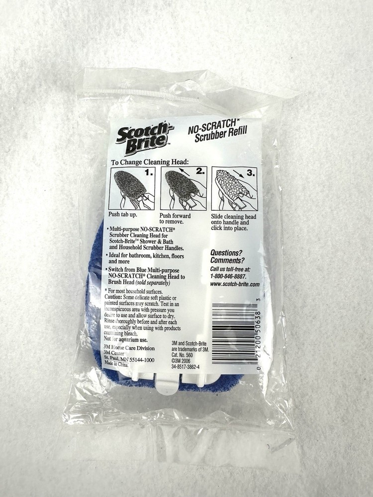 Scotch Brite No-Scratch Shower Scrubber Refill Blue NEW