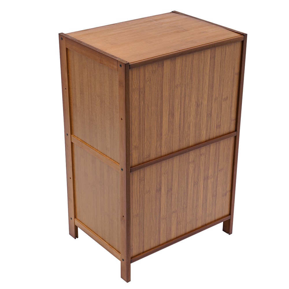 Modern Design Bamboo Bedside Table 2 Tier Nightstand Floor Standing
