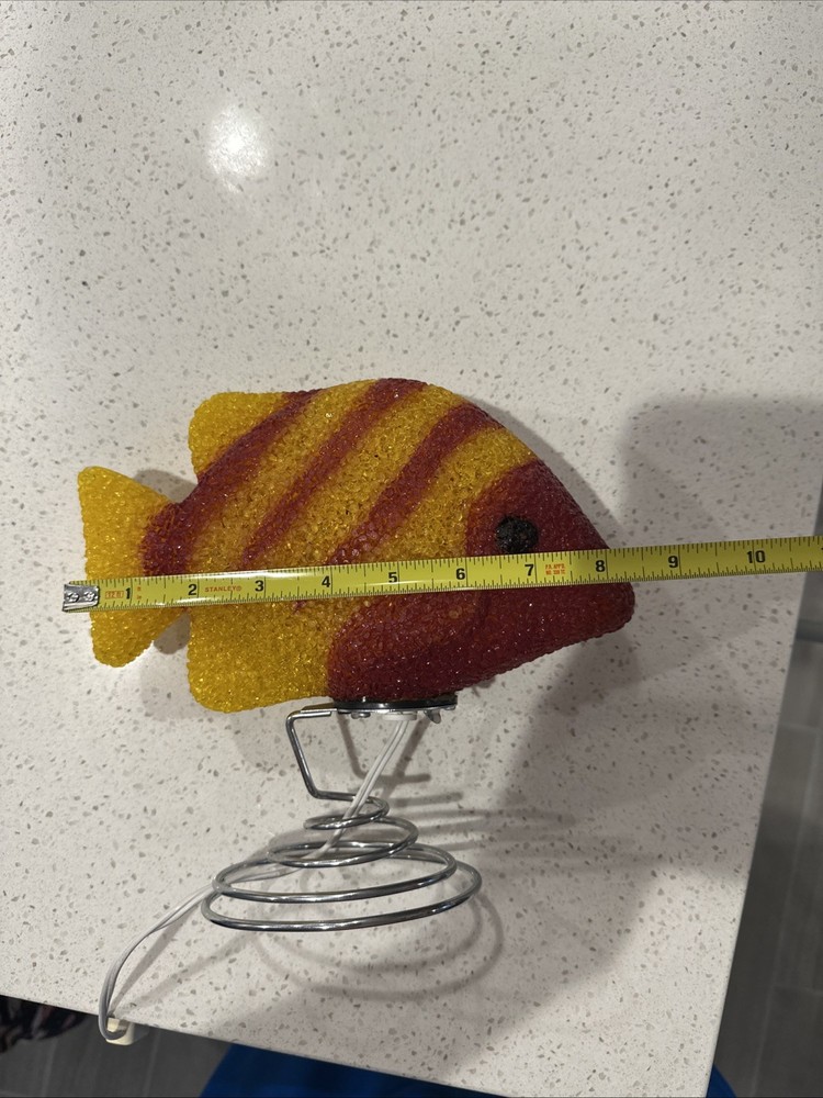 Vintage Fish Plastic Popcorn Lamp Night Light Red Yellow Fish