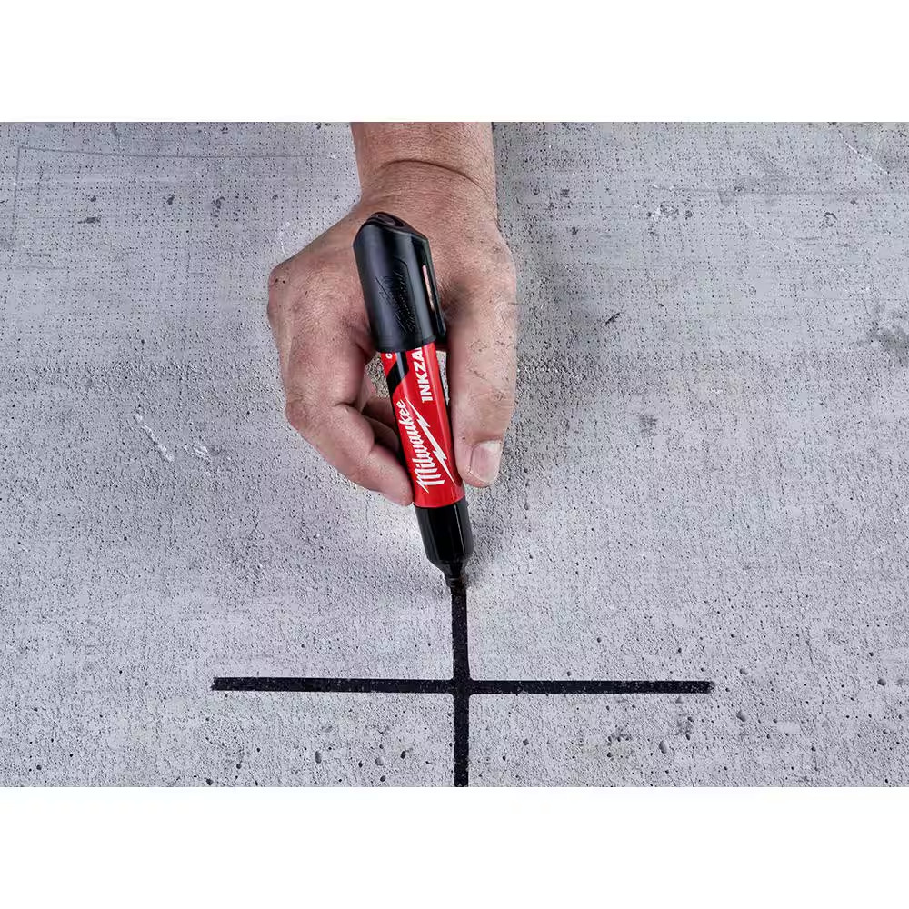 INKZALL Black Large Chisel Tip Jobsite Permanent Marker (3-Pack)