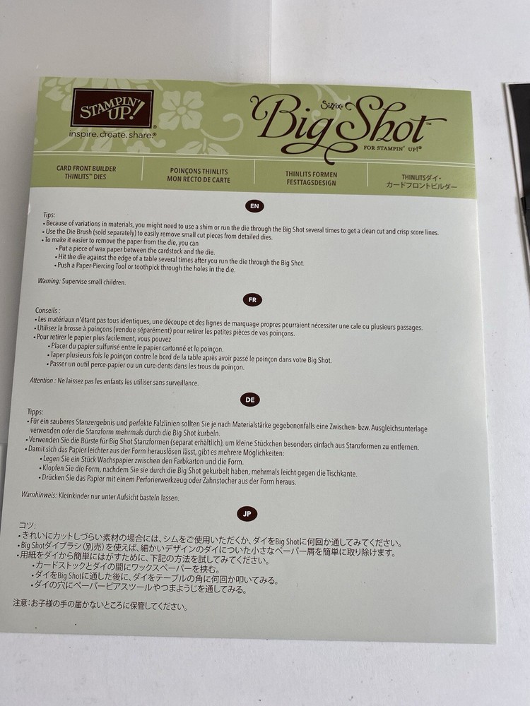 Stampin Up Card Front Builder Thinlits Metal Cutting Dies 144674 Die Set Only