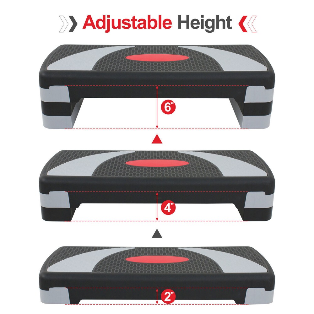 16"/28"/31"/43" Adjustable Exercise Step Platform Non Slip Surface w/ Risers