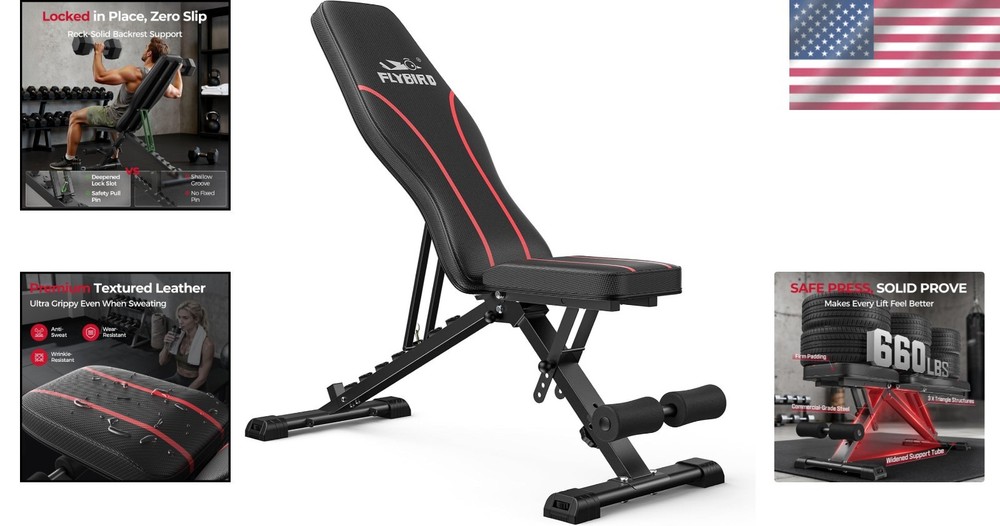 Multi-Purpose Incline Workout Bench - 96 Setting Adjustability for All Exercises
