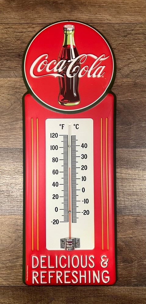 Coca Cola Metal Wall Thermometer 15" x 5.5"