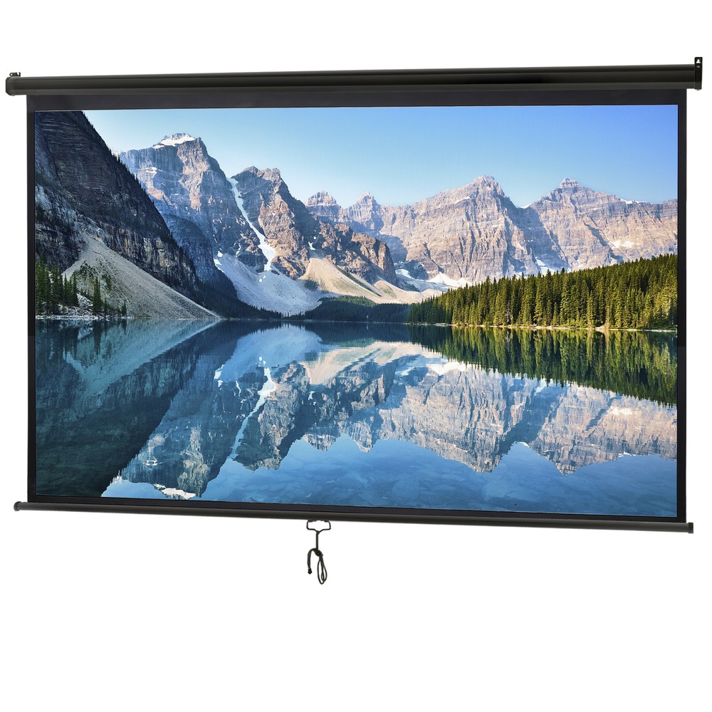 100 Inch Projection Screen 16:9 Projector Movies Screen Manual Pull Down Black