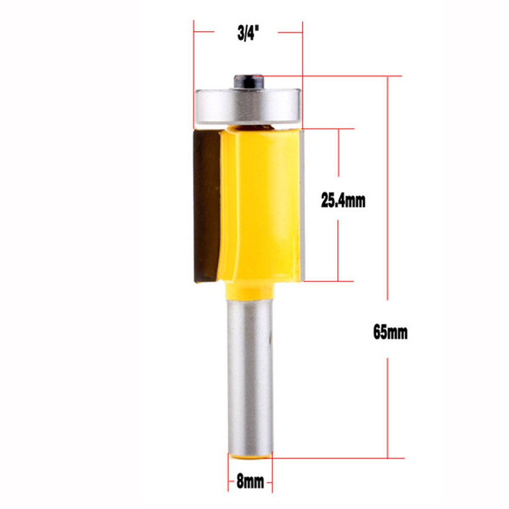 1pcs 8mm Shank 1" Height X 3/4" Diameter Flush Trim Router Bit