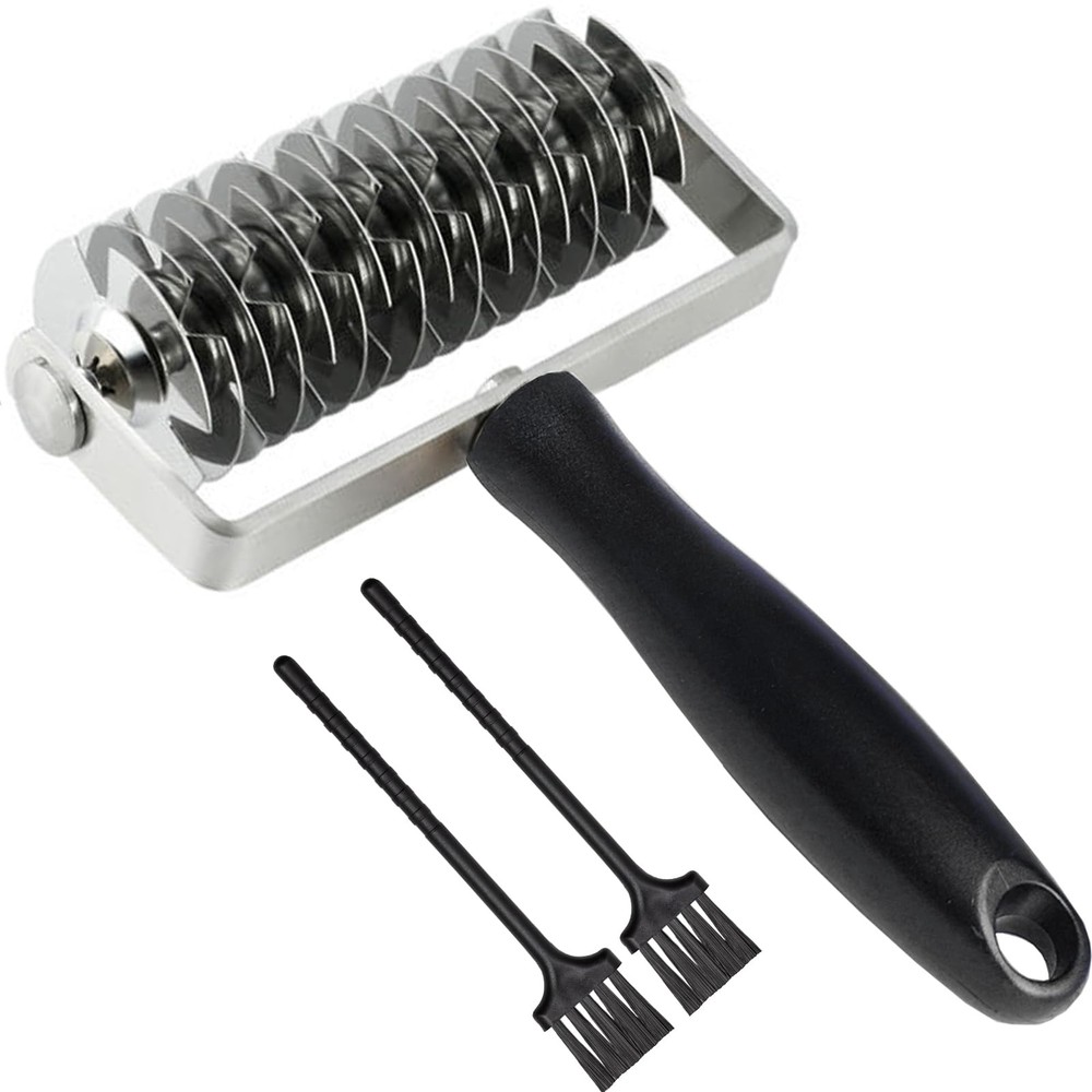 EVEDMOT Pastry Lattice Roller Cutter, Stainless Steel Black, Black